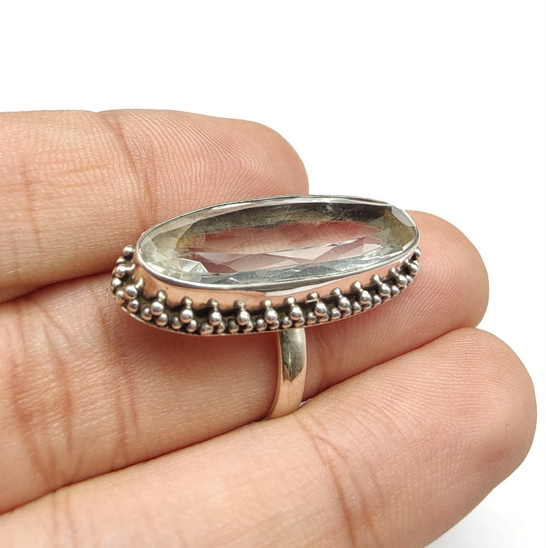 925 SOLID STERLING SILVER NATURAL GREEN AMETHYST GEMSTONES HANDMADE RING, ALL SIZES AVAILABLE