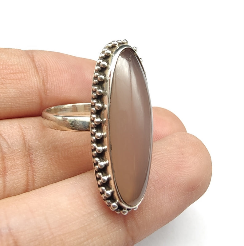 925 SOLID STERLING SILVER NATURAL LAVENDER CHALCEDONYGEMSTONES HANDMADE RING, ALL SIZES AVAILABLE