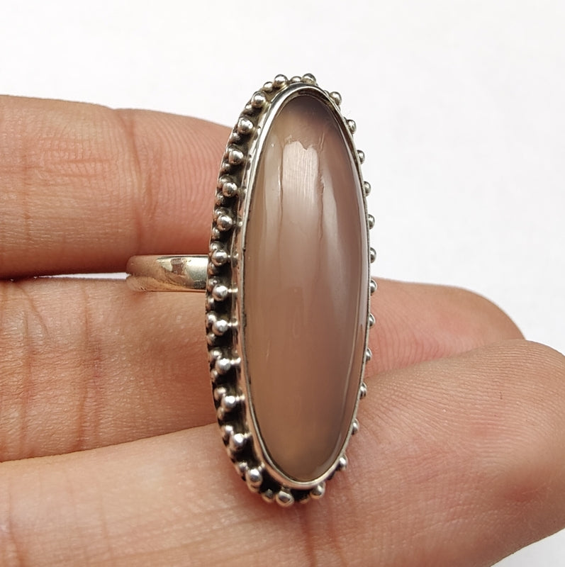 925 SOLID STERLING SILVER NATURAL LAVENDER CHALCEDONYGEMSTONES HANDMADE RING, ALL SIZES AVAILABLE