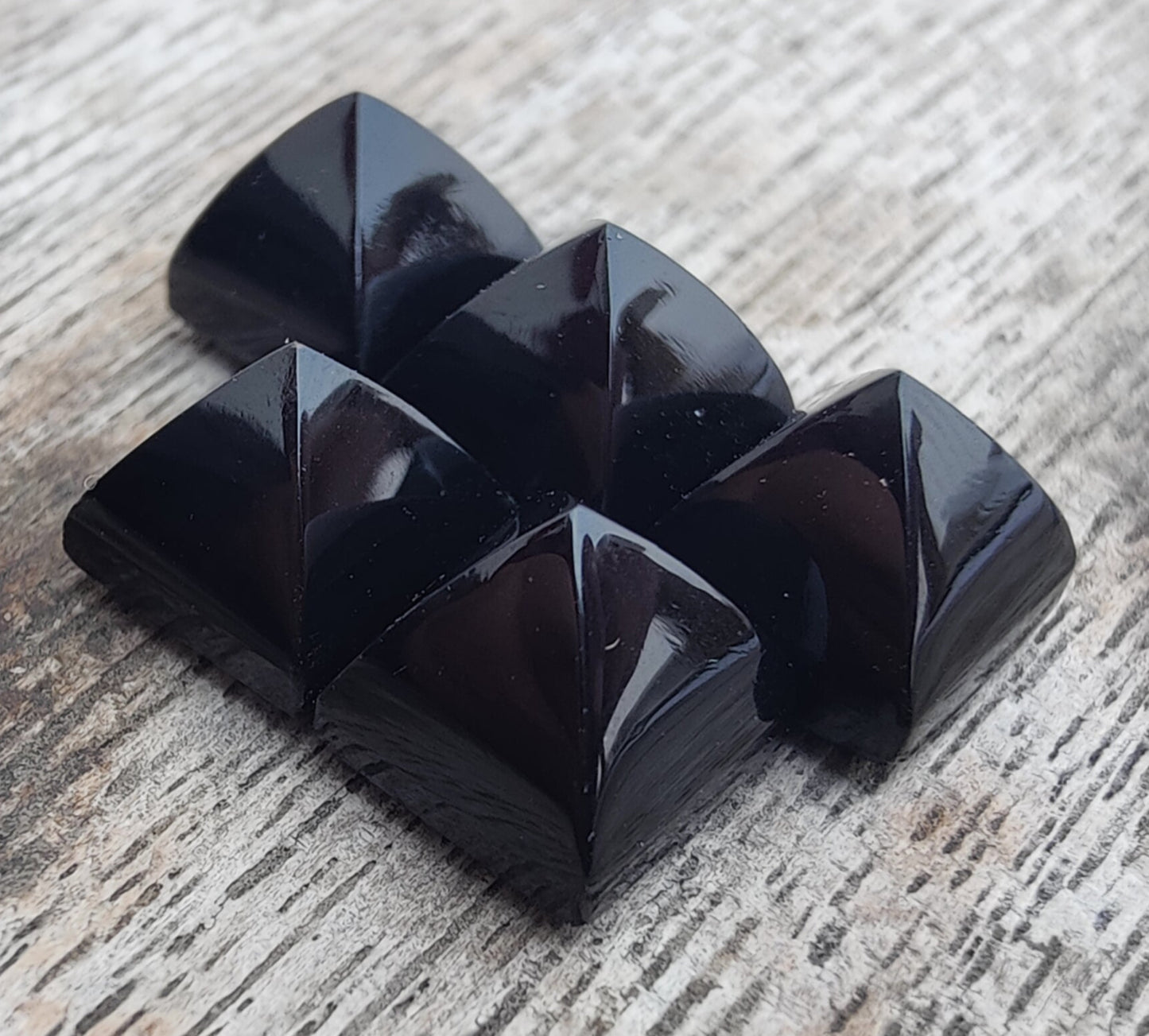AAA+ Quality Natural Black Onyx Square Pyramid Shape Flat Back Calibrated Wholesale Gemstones, All Sizes Available