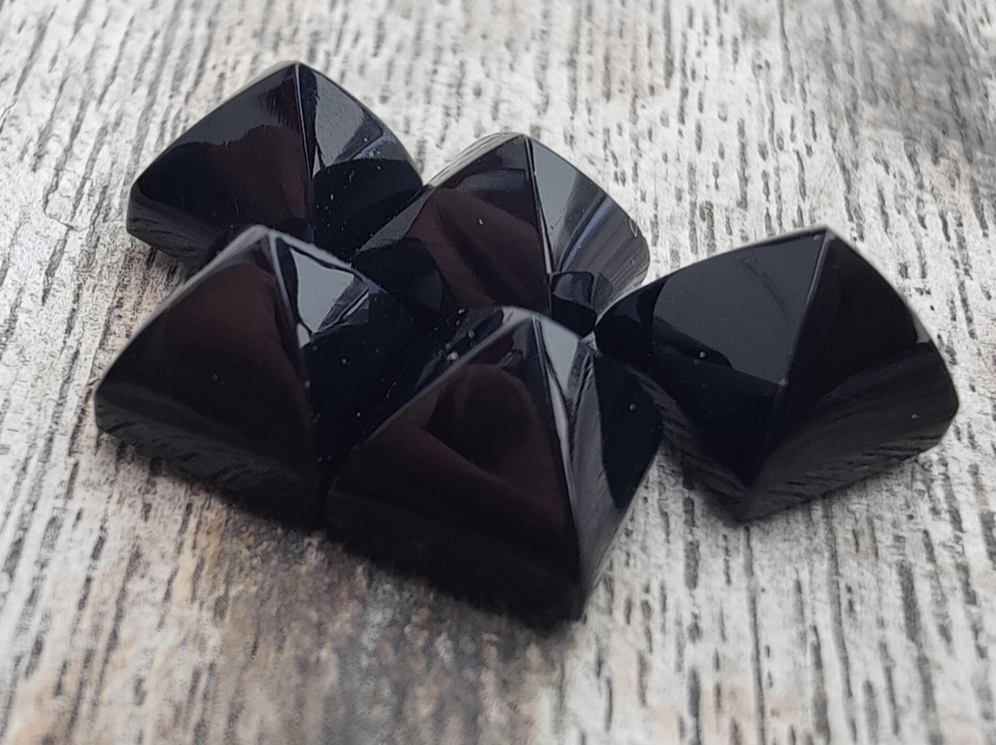 AAA+ Quality Natural Black Onyx Square Pyramid Shape Flat Back Calibrated Wholesale Gemstones, All Sizes Available