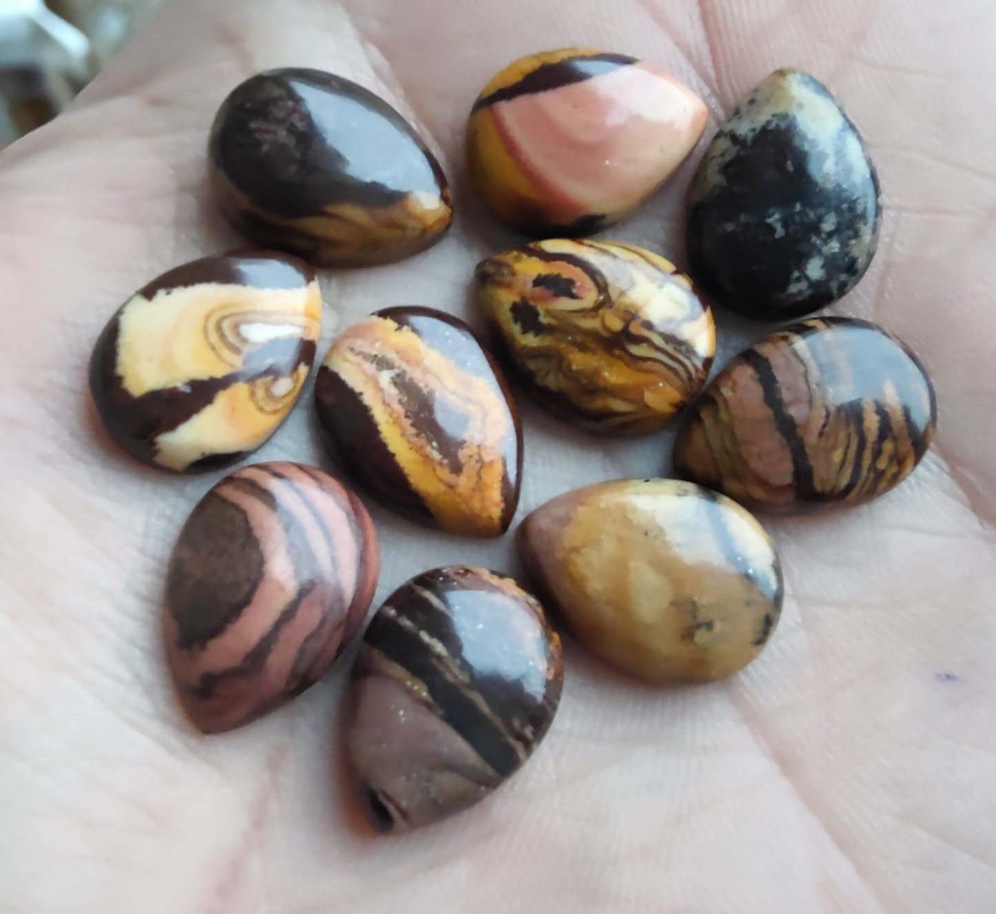 AAA+ Quality Natural Biggs Jasper Pear Shape Cabochon Flat Back Calibrated Teardrop Shape Wholesale Gemstones, All Sizes Available