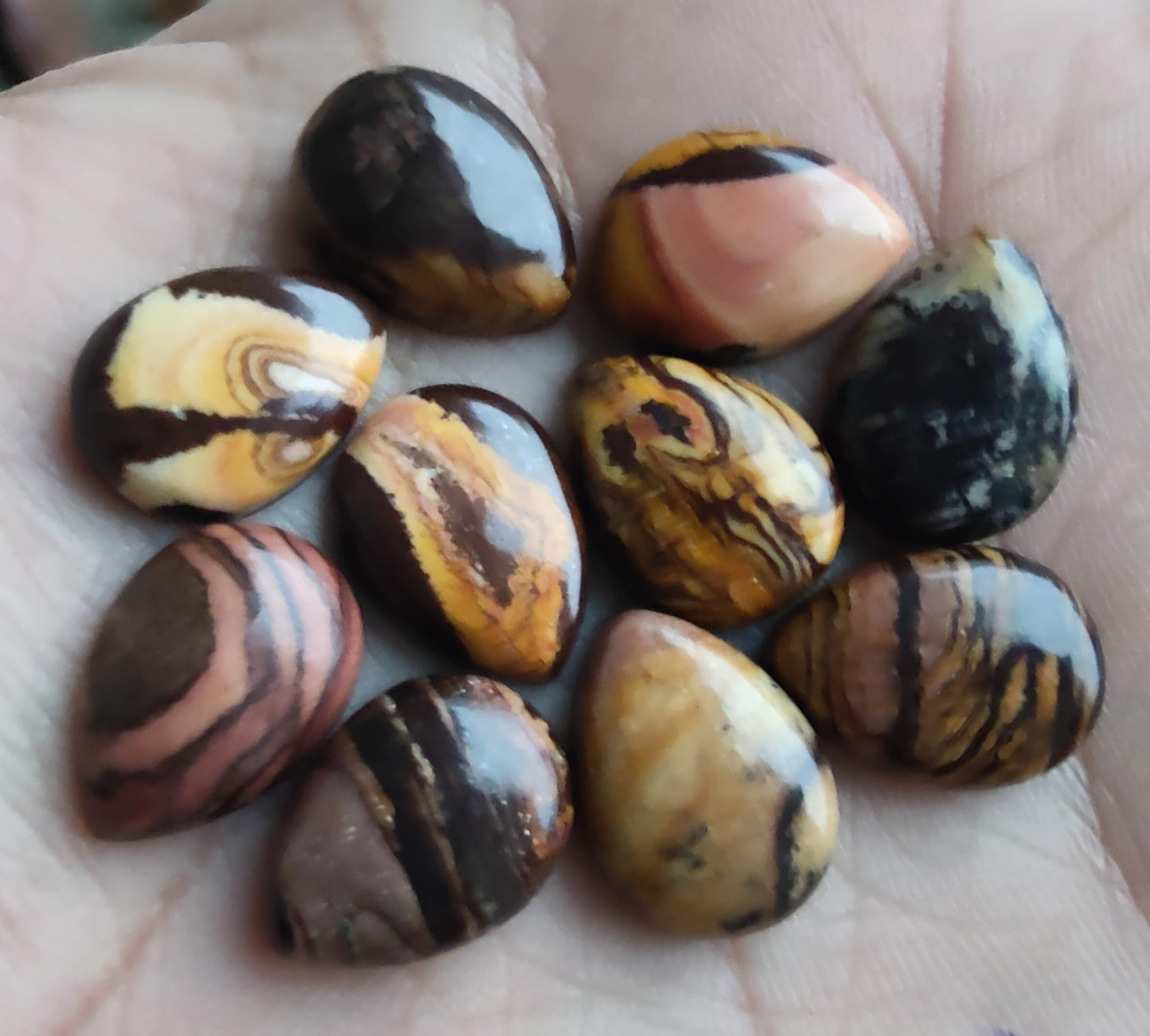 AAA+ Quality Natural Biggs Jasper Pear Shape Cabochon Flat Back Calibrated Teardrop Shape Wholesale Gemstones, All Sizes Available