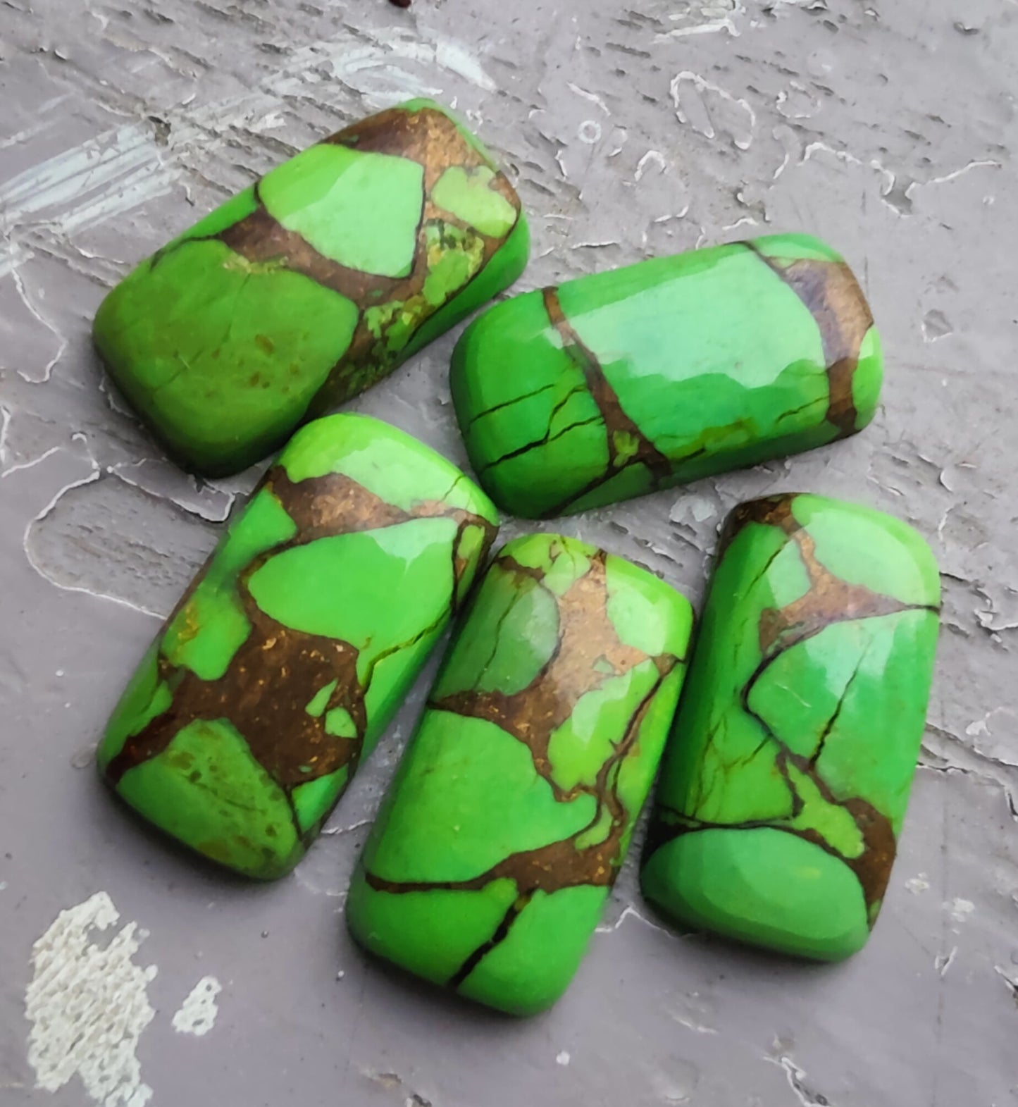 Natural Green Copper Turquoise Big Cushion Shape Cabochon Flat Back Calibrated Shape Wholesale Gemstones, All Sizes Available
