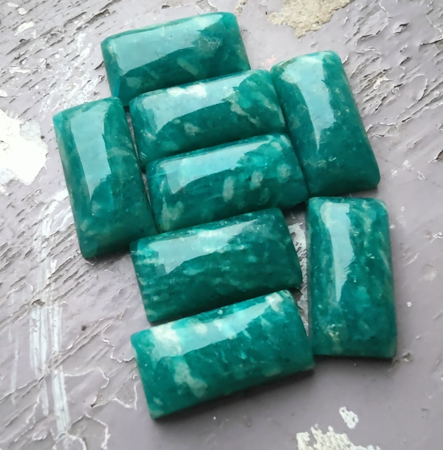 AAA+ Quality Natural Amazonite Big Rectangle Shape Cabochon Flat Back Calibrated Shape Wholesale Gemstones, All Sizes Available