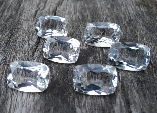 AAA+ Quality Natural Crystal Quartz Cushion Shape Faceted Cut Calibrated Wholesale Gemstones, All Sizes Available
