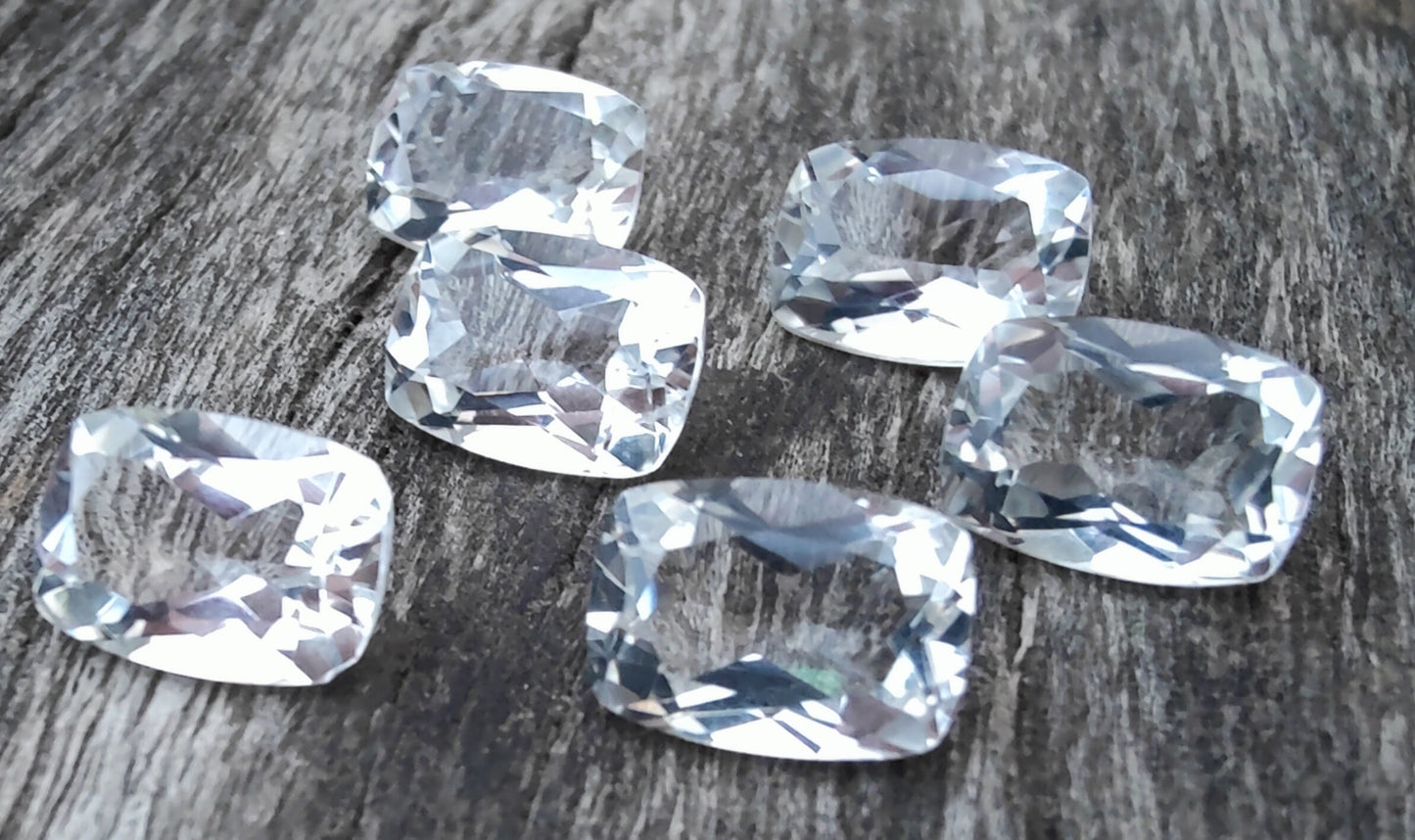 AAA+ Quality Natural Crystal Quartz Cushion Shape Faceted Cut Calibrated Wholesale Gemstones, All Sizes Available
