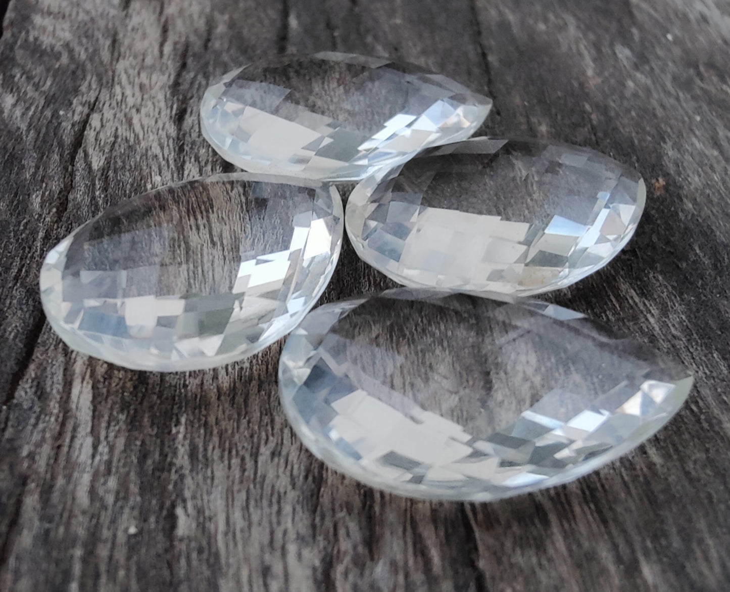 AAA+ Quality Natural Crystal Quartz Teardrop Shape Briolette Checker Cut Calibrated Pear Shape Wholesale Gemstones, All Sizes Available