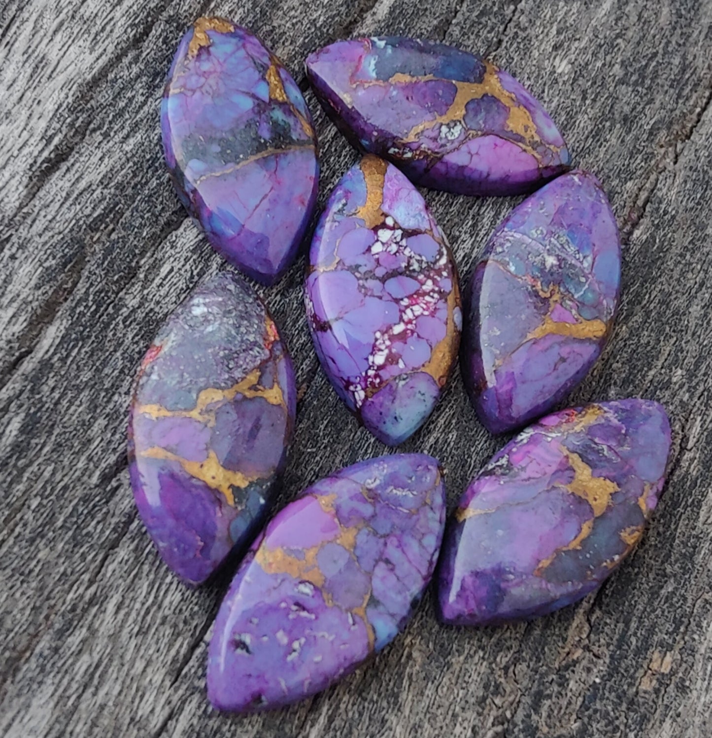 AAA+ Quality Natural Purple Copper Turquoise Marquise Shape Cabochon Flat Back Calibrated Loose Gemstones, All Sizes Available