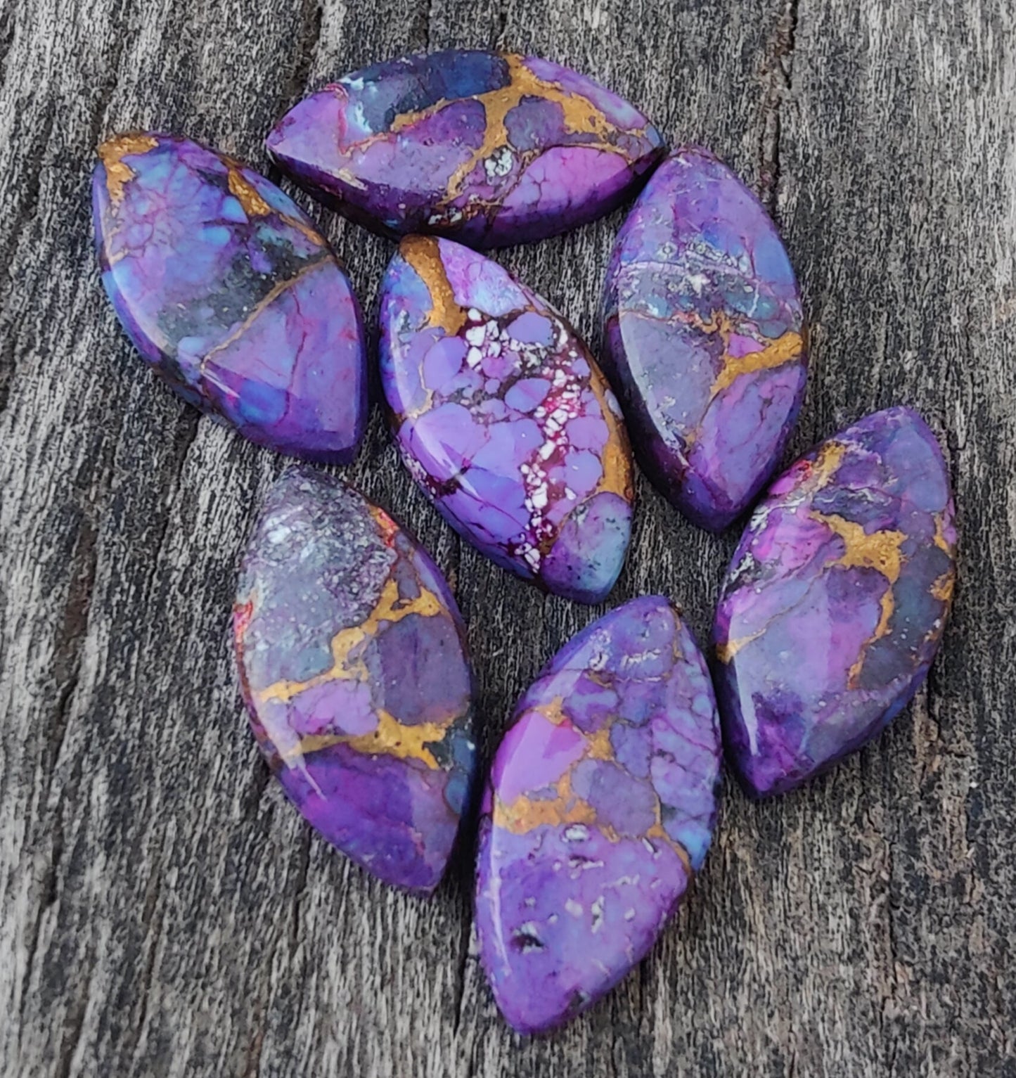 AAA+ Quality Natural Purple Copper Turquoise Marquise Shape Cabochon Flat Back Calibrated Loose Gemstones, All Sizes Available
