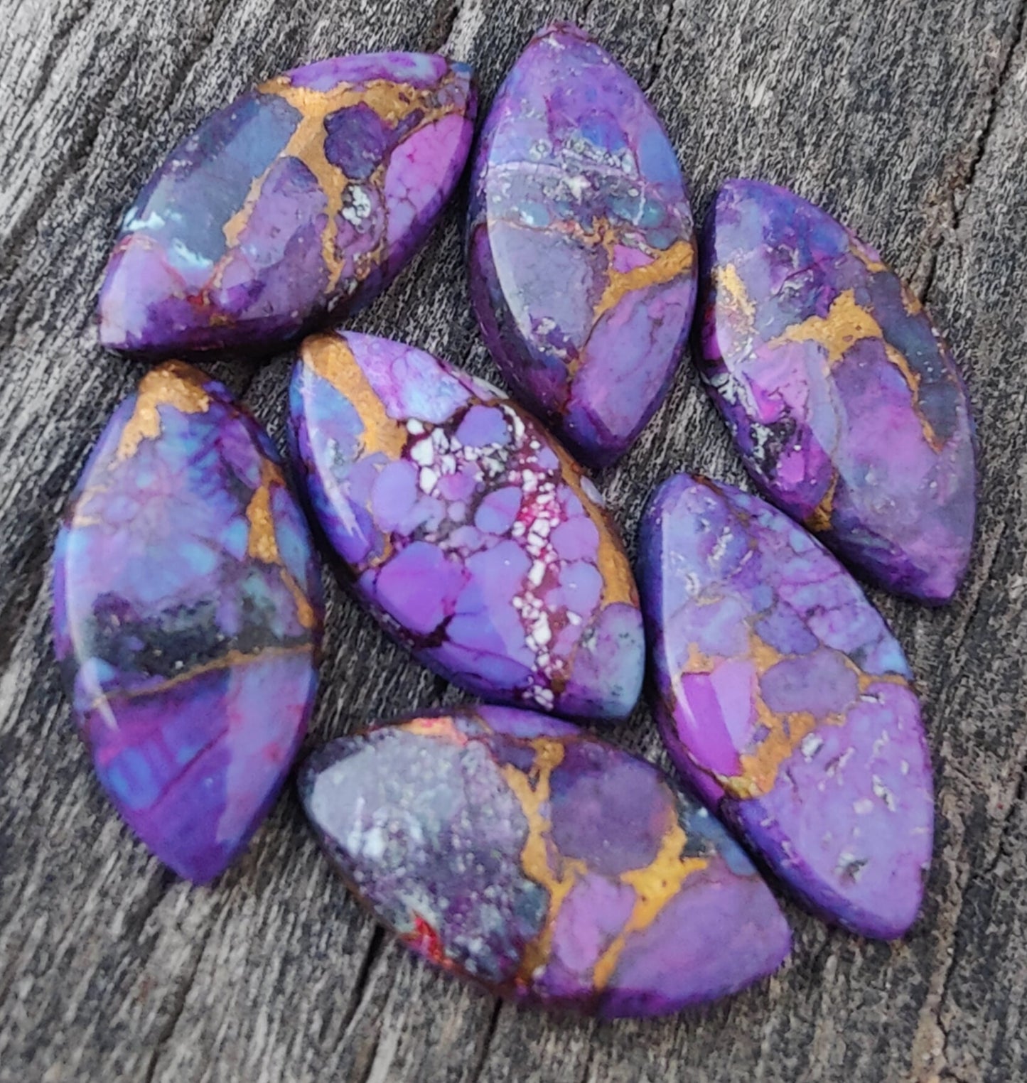 AAA+ Quality Natural Purple Copper Turquoise Marquise Shape Cabochon Flat Back Calibrated Loose Gemstones, All Sizes Available