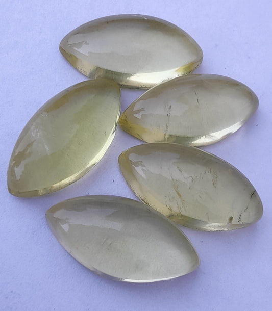 AAA+ Quality Natural Lemon Quartz Marquise Shape Cabochon Flat Back Calibrated Loose Gemstones, All Sizes Available