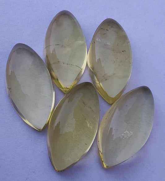 AAA+ Quality Natural Lemon Quartz Marquise Shape Cabochon Flat Back Calibrated Loose Gemstones, All Sizes Available