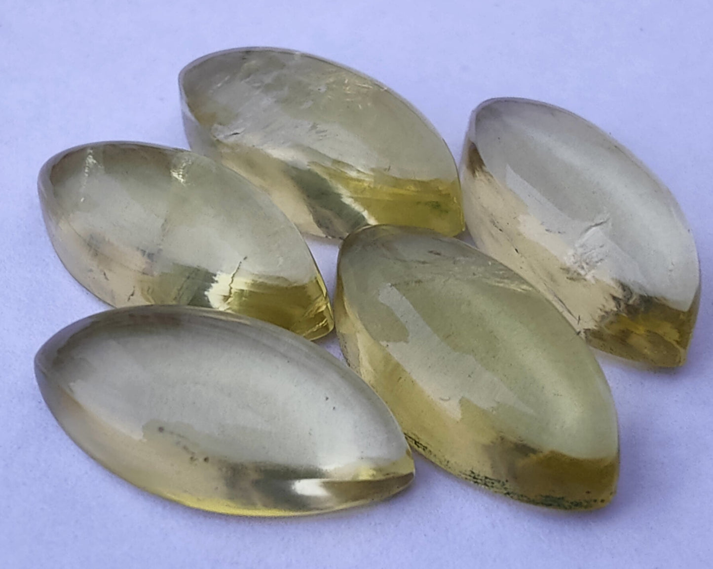 AAA+ Quality Natural Lemon Quartz Marquise Shape Cabochon Flat Back Calibrated Loose Gemstones, All Sizes Available
