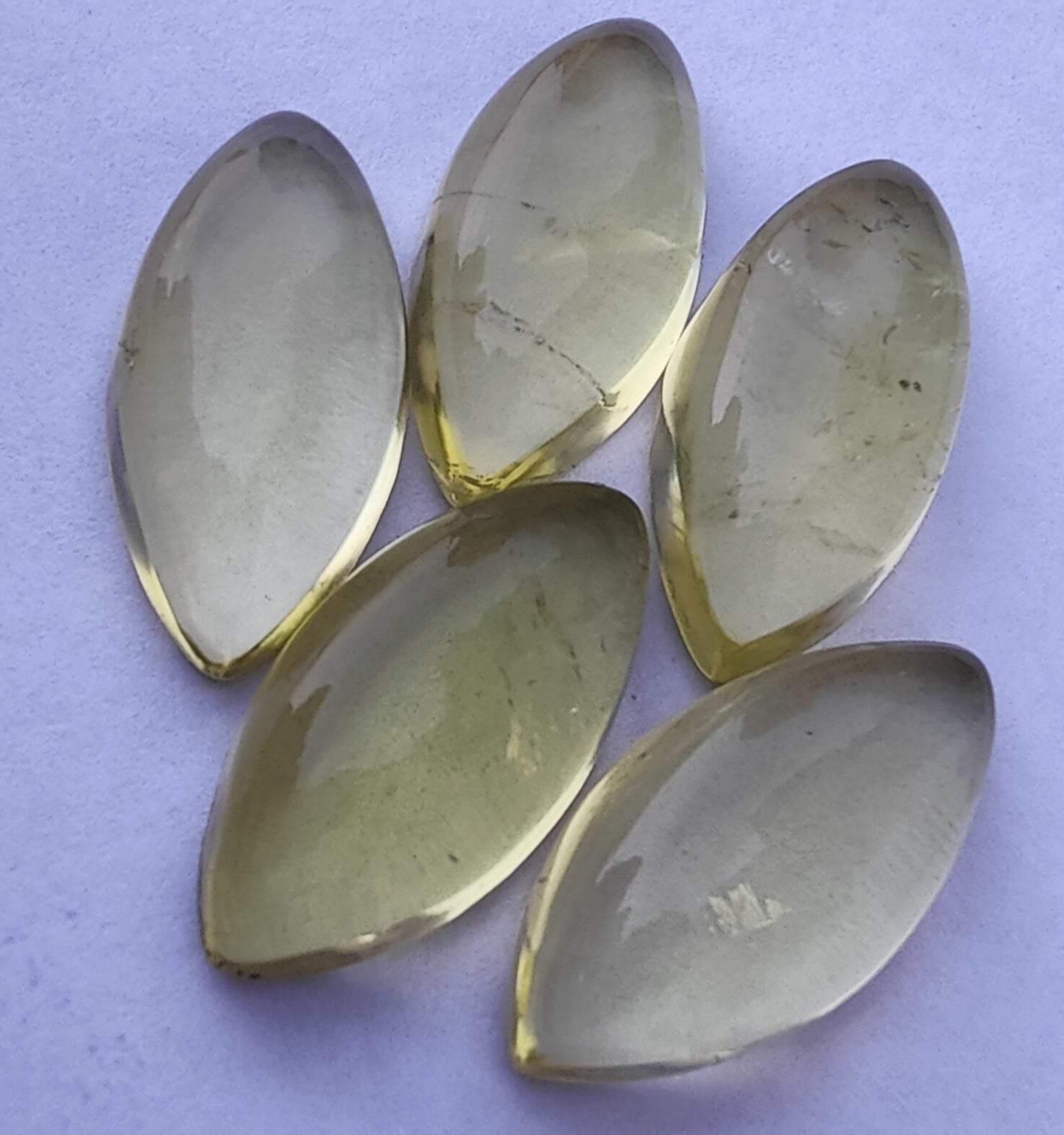 AAA+ Quality Natural Lemon Quartz Marquise Shape Cabochon Flat Back Calibrated Loose Gemstones, All Sizes Available