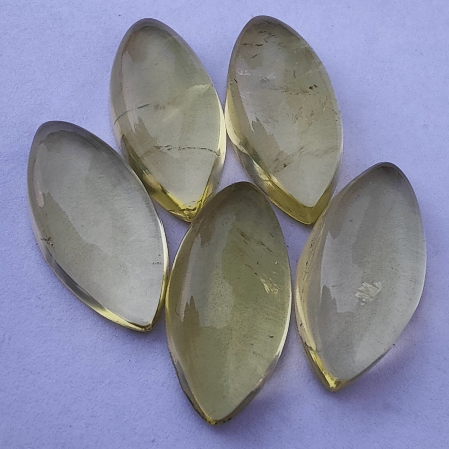 AAA+ Quality Natural Lemon Quartz Marquise Shape Cabochon Flat Back Calibrated Loose Gemstones, All Sizes Available