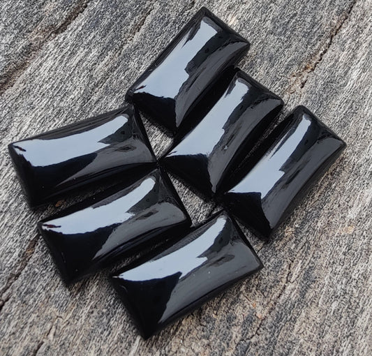 AAA+ Quality Natural Black Onyx Rectangle Shape Cabochon Flat Back Calibrated Beda Shape Wholesale Gemstones, All Sizes Available