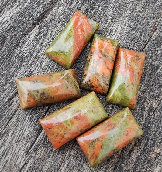 AAA+ Quality Natural Unakite Big Rectangle Shape Cabochon Flat Back Calibrated Shape Wholesale Gemstones, All Sizes Available