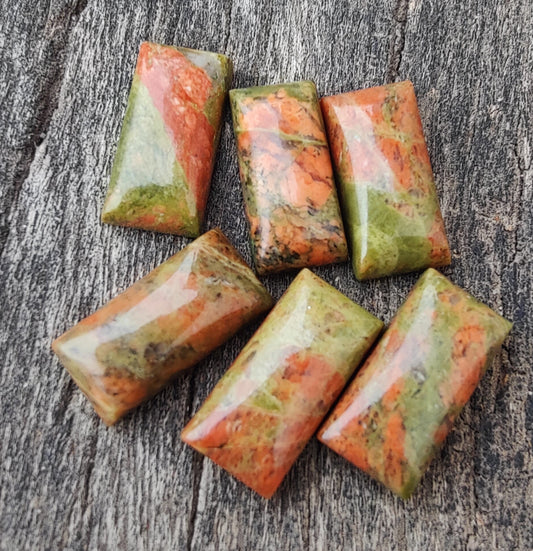 AAA+ Quality Natural Unakite Big Rectangle Shape Cabochon Flat Back Calibrated Shape Wholesale Gemstones, All Sizes Available