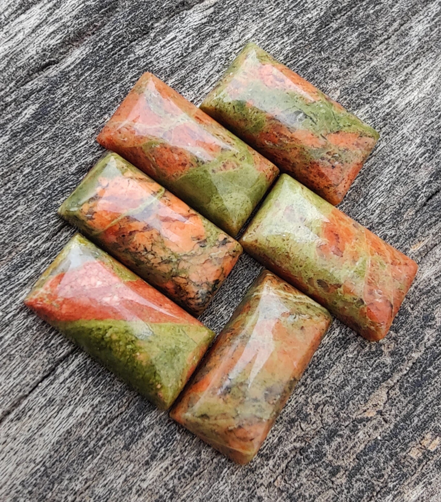 AAA+ Quality Natural Unakite Big Rectangle Shape Cabochon Flat Back Calibrated Shape Wholesale Gemstones, All Sizes Available