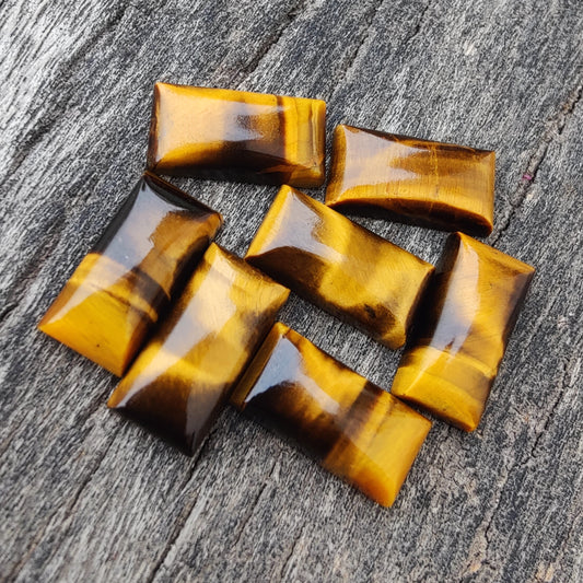 AAA+ Quality Natural Tiger Eye Rectangle Shape Cabochon Flat Back Calibrated Beda Shape Wholesale Gemstones, All Sizes Available