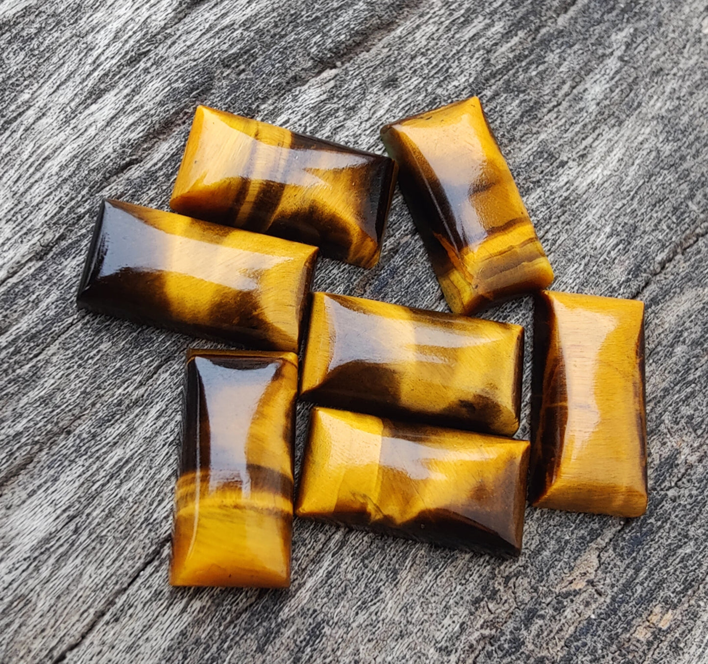 AAA+ Quality Natural Tiger Eye Rectangle Shape Cabochon Flat Back Calibrated Beda Shape Wholesale Gemstones, All Sizes Available