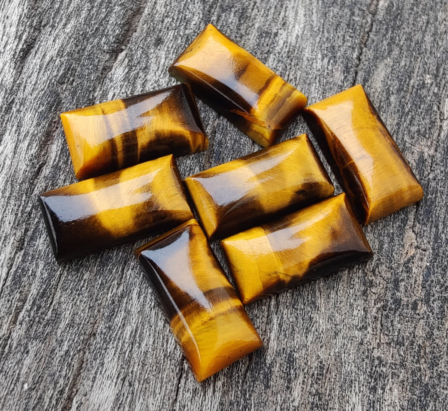 AAA+ Quality Natural Tiger Eye Rectangle Shape Cabochon Flat Back Calibrated Beda Shape Wholesale Gemstones, All Sizes Available