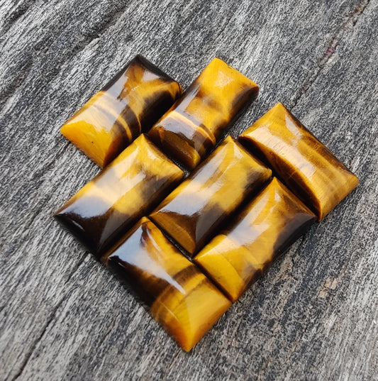 AAA+ Quality Natural Tiger Eye Rectangle Shape Cabochon Flat Back Calibrated Beda Shape Wholesale Gemstones, All Sizes Available