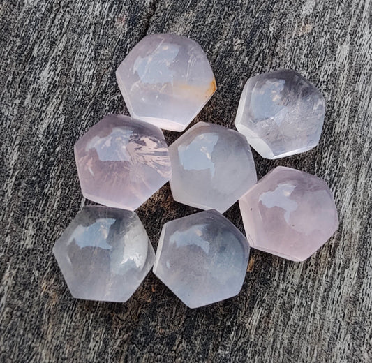 AAA+ Quality Natural Rose Quartz Hexagon Shape Cabochon Flat Back Calibrated Wholesale Gemstones, All Sizes Available