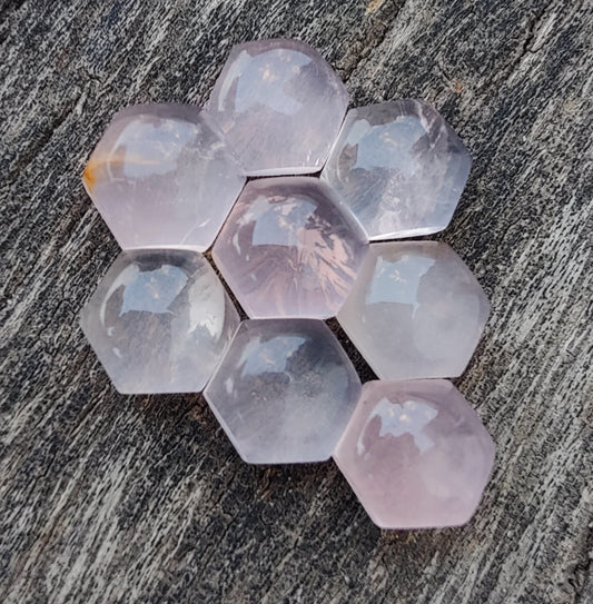 AAA+ Quality Natural Rose Quartz Hexagon Shape Cabochon Flat Back Calibrated Wholesale Gemstones, All Sizes Available