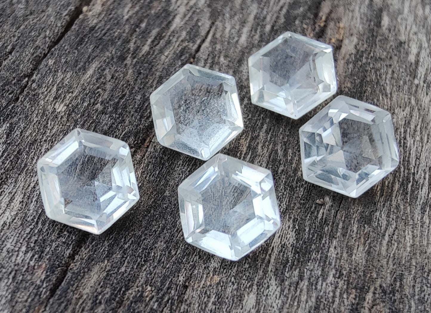AAA+ Quality Natural Crystal Quartz Hexagon Shape Faceted Cut Calibrated Wholesale Gemstones, All Sizes Available