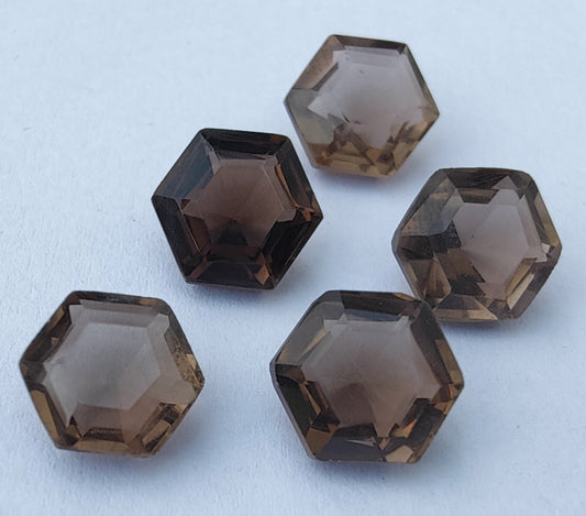 AAA+ Quality Natural Smoky Quartz Hexagon Shape Faceted Cut Calibrated Wholesale Gemstones, All Sizes Available