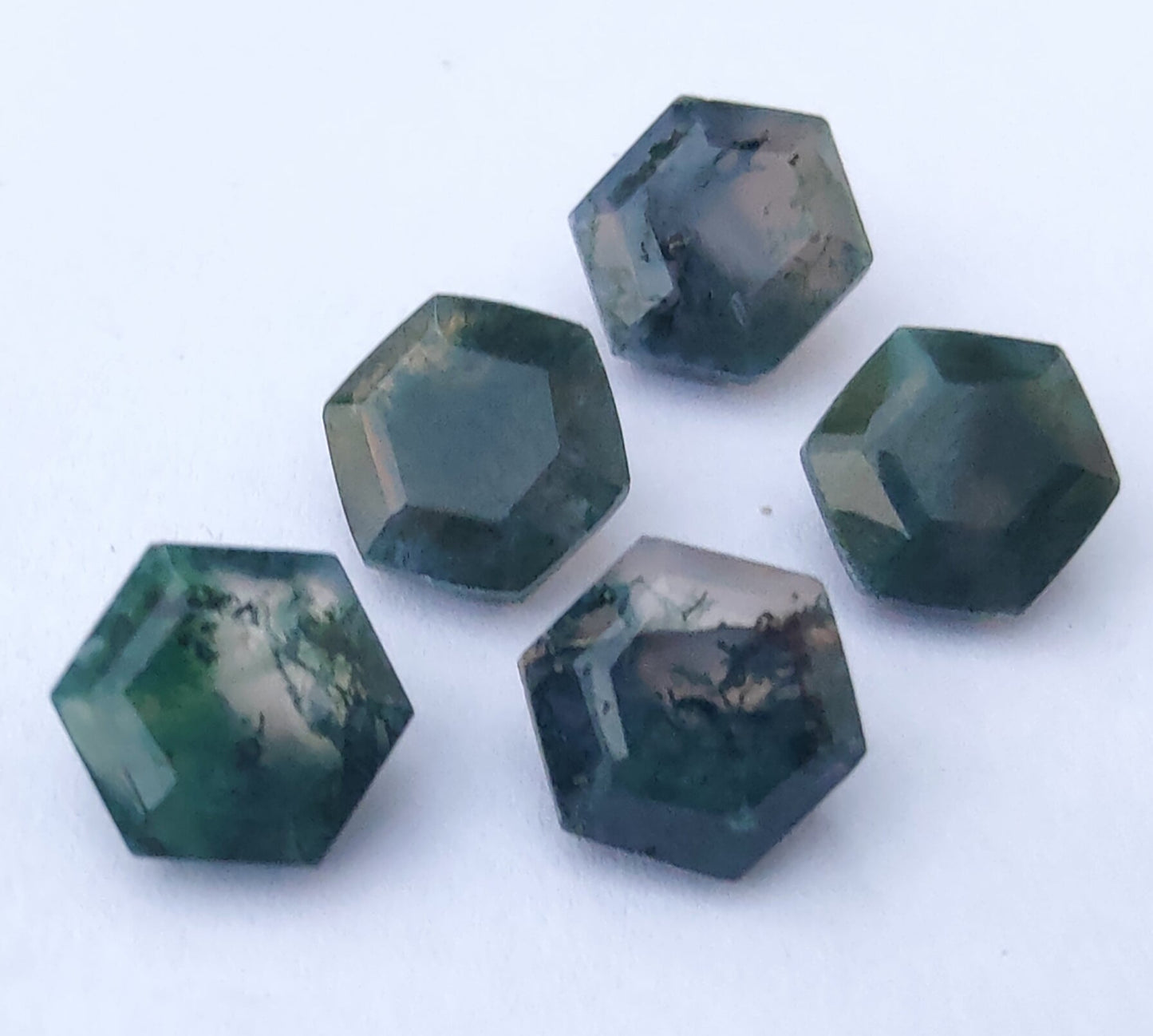 AAA+ Quality Natural Moss Agate Hexagon Shape Faceted Cut Calibrated Wholesale Gemstones, All Sizes Available