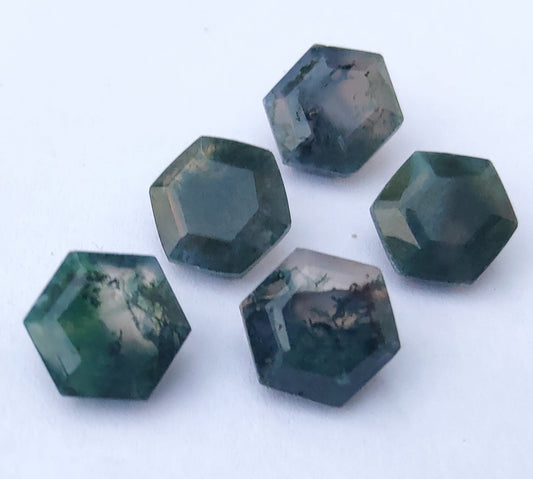 AAA+ Quality Natural Moss Agate Hexagon Shape Faceted Cut Calibrated Wholesale Gemstones, All Sizes Available