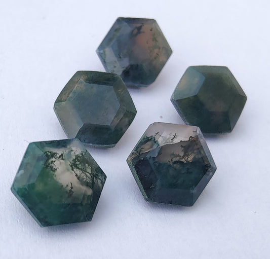 AAA+ Quality Natural Moss Agate Hexagon Shape Faceted Cut Calibrated Wholesale Gemstones, All Sizes Available