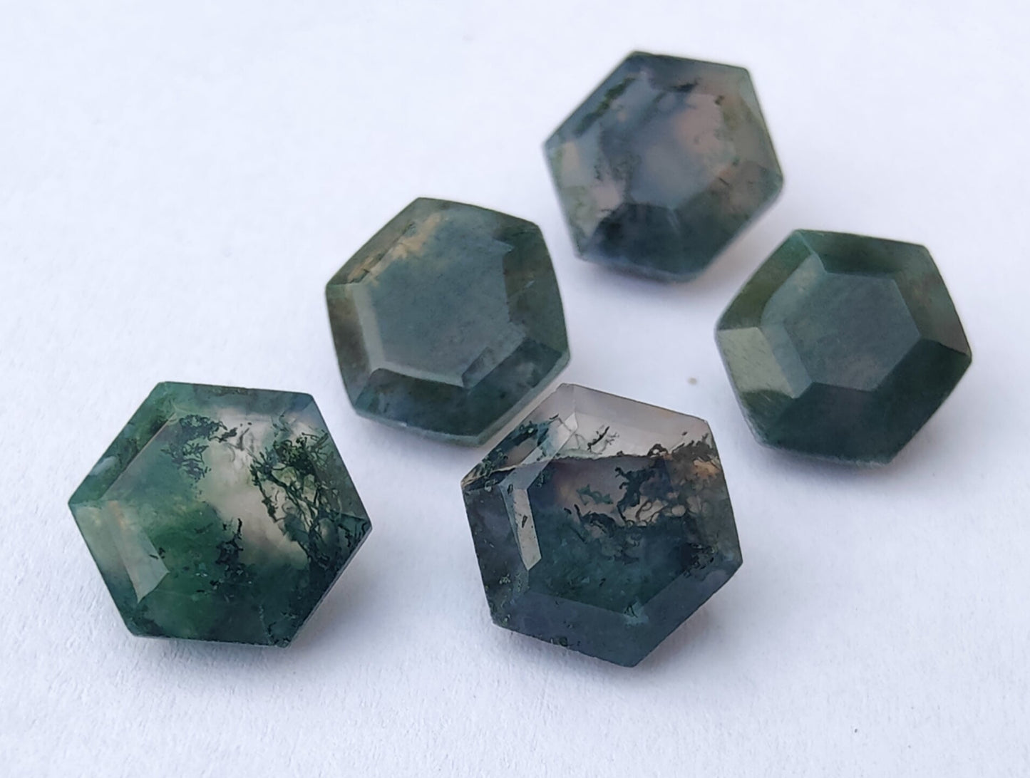 AAA+ Quality Natural Moss Agate Hexagon Shape Faceted Cut Calibrated Wholesale Gemstones, All Sizes Available