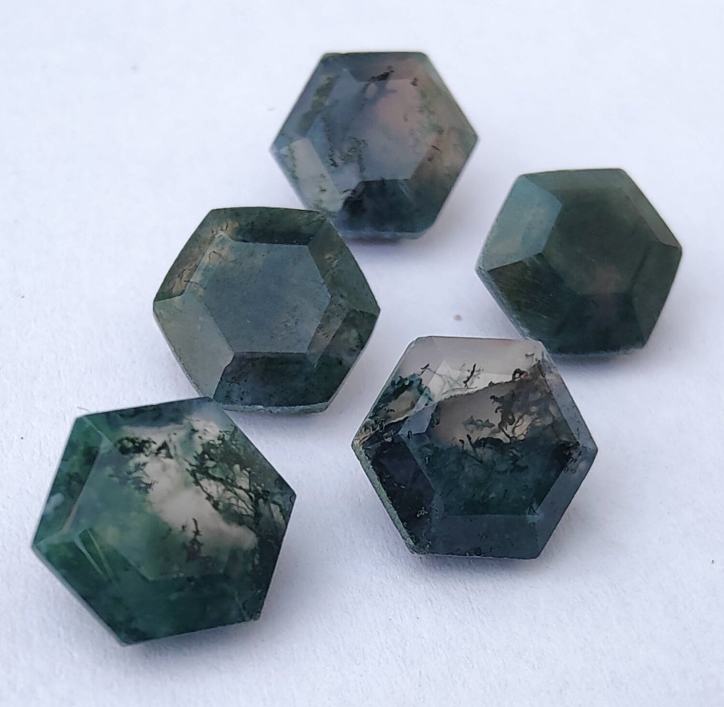 AAA+ Quality Natural Moss Agate Hexagon Shape Faceted Cut Calibrated Wholesale Gemstones, All Sizes Available
