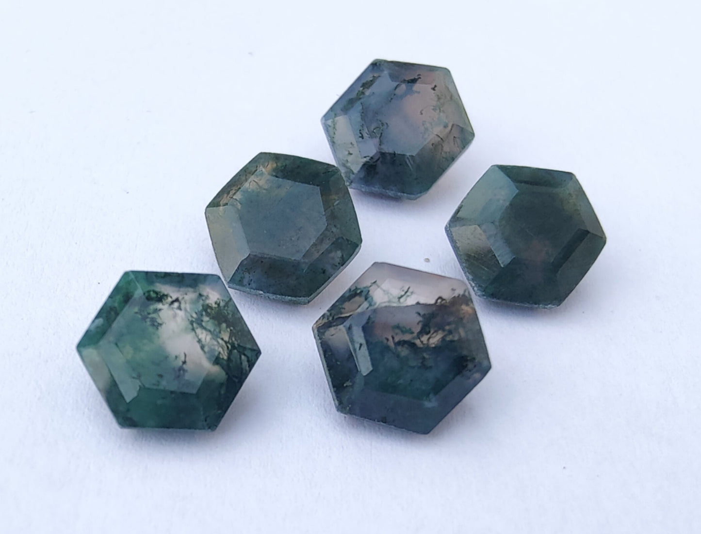 AAA+ Quality Natural Moss Agate Hexagon Shape Faceted Cut Calibrated Wholesale Gemstones, All Sizes Available
