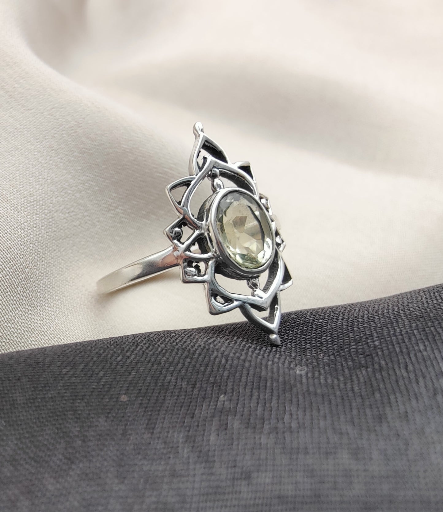 925 SOLID STERLING SILVER NATURAL LEMON QUARTZ GEMSTONES HANDMADE RING, ALL SIZES AVAILABLE