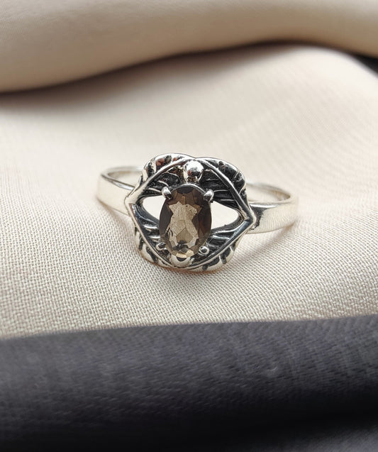 925 SOLID STERLING SILVER NATURAL SMOKY QUARTZ GEMSTONES HANDMADE RING, ALL SIZES AVAILABLE