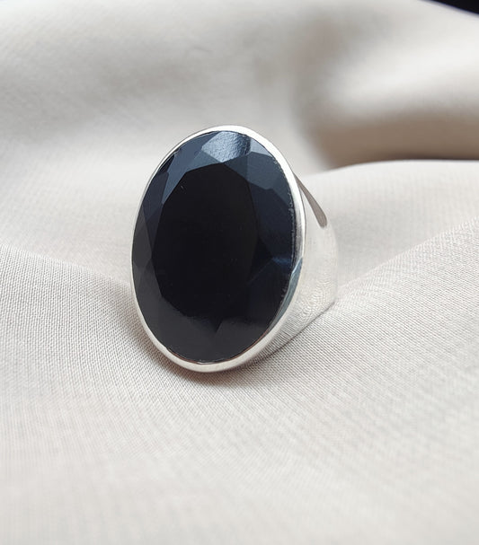 925 SOLID STERLING SILVER NATURAL BLACK ONYX GEMSTONES HANDMADE RING, ALL SIZES AVAILABLE