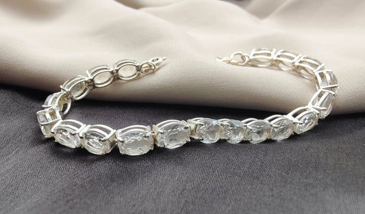 925 SOLID STERLING SILVER NATURAL CRYSTAL HANDMADE BRACELET,8 INCHES