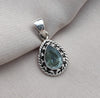 925 SOLID STERLING SILVER NATURAL BLUE QUARTZ PEAR SHAPE HANDMADE PENDANT