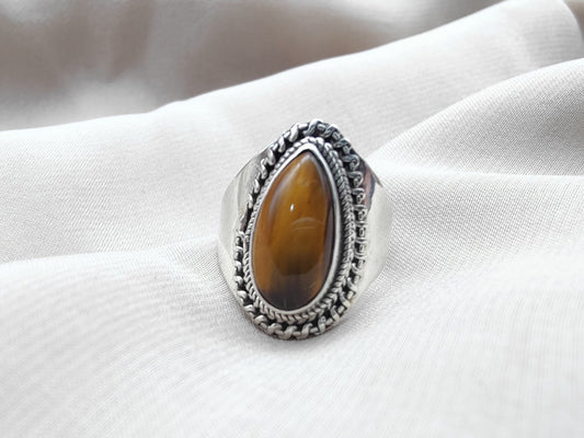 925 SOLID STERLING SILVER NATURAL TIGER EYE GEMSTONES HANDMADE RING, ALL SIZES AVAILABLE