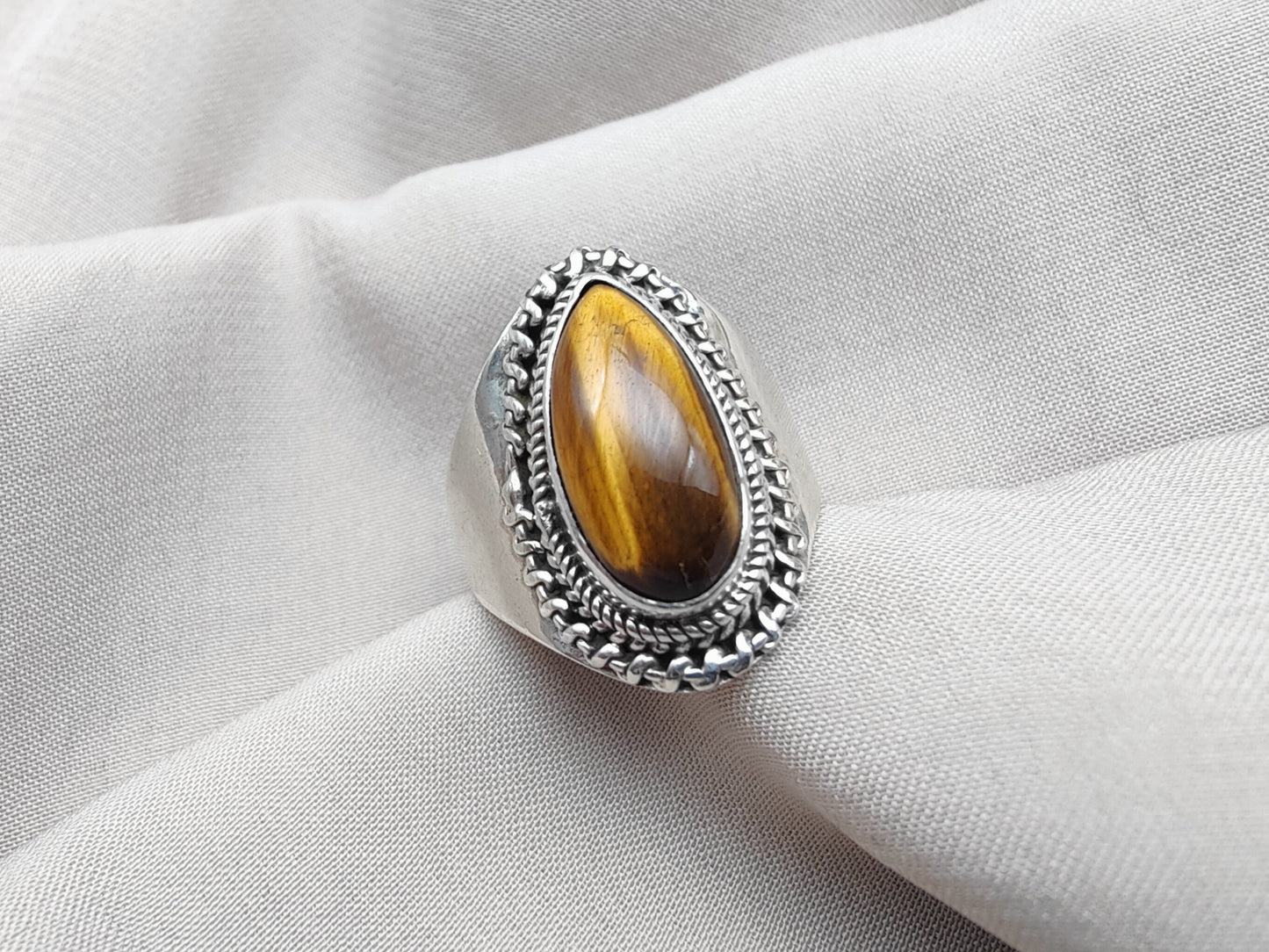925 SOLID STERLING SILVER NATURAL TIGER EYE GEMSTONES HANDMADE RING, ALL SIZES AVAILABLE
