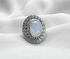 925 SOLID STERLING SILVER NATURAL RAINBOW MOONSTONE HANDMADE RING, ALL SIZES AVAILABLE