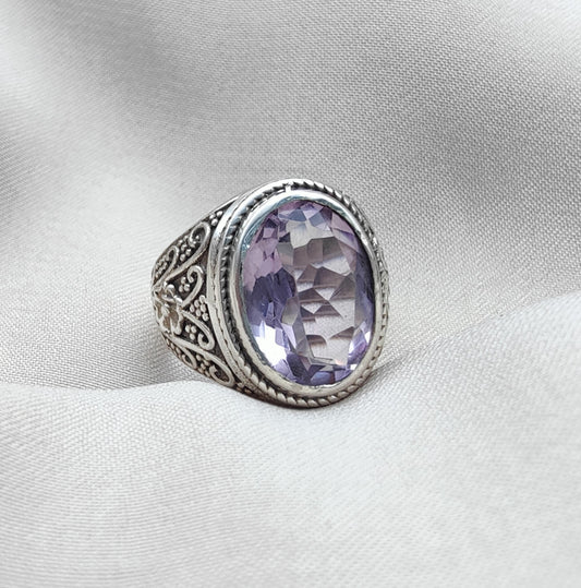 925 SOLID STERLING SILVER NATURAL AMETHYST HANDMADE RING, ALL SIZES AVAILABLE
