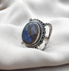 925 SOLID STERLING SILVER NATURAL LABRADORITE HANDMADE RING, ALL SIZES AVAILABLE