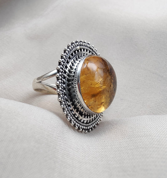 925 SOLID STERLING SILVER NATURAL CITRINE HANDMADE RING, ALL SIZES AVAILABLE