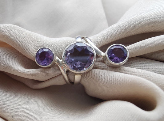 925 SOLID STERLING SILVER NATURAL AMETHSYT HANDMADE RING, ALL SIZES AVAILABLE